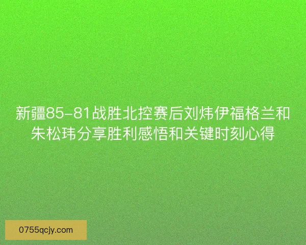 新疆85-81战胜北控赛后刘炜伊福格兰和朱松玮分享胜利感悟和关键时刻心得